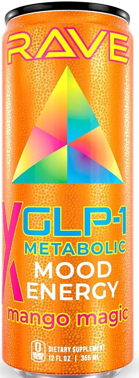 Xrave GLP-1 Metabolic Mood Energy Mango Magic can, front