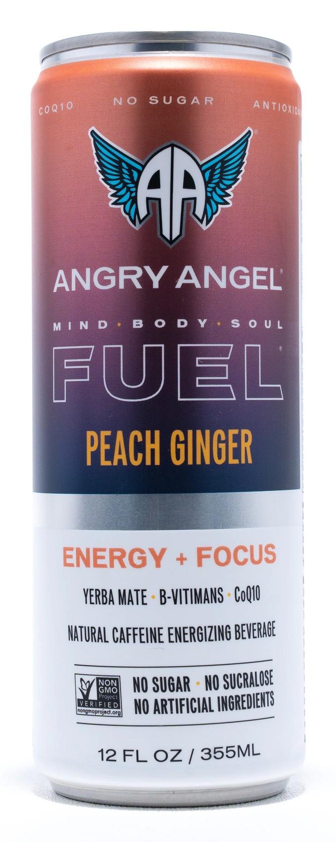 Angry Angel Fuel Peach Ginger can, front