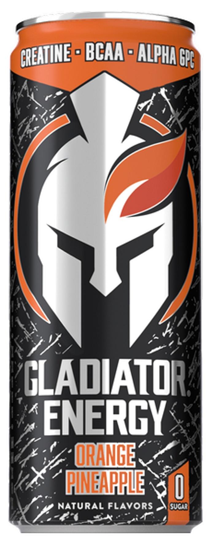 Gladiator Energy Orange Pineapple can, front
