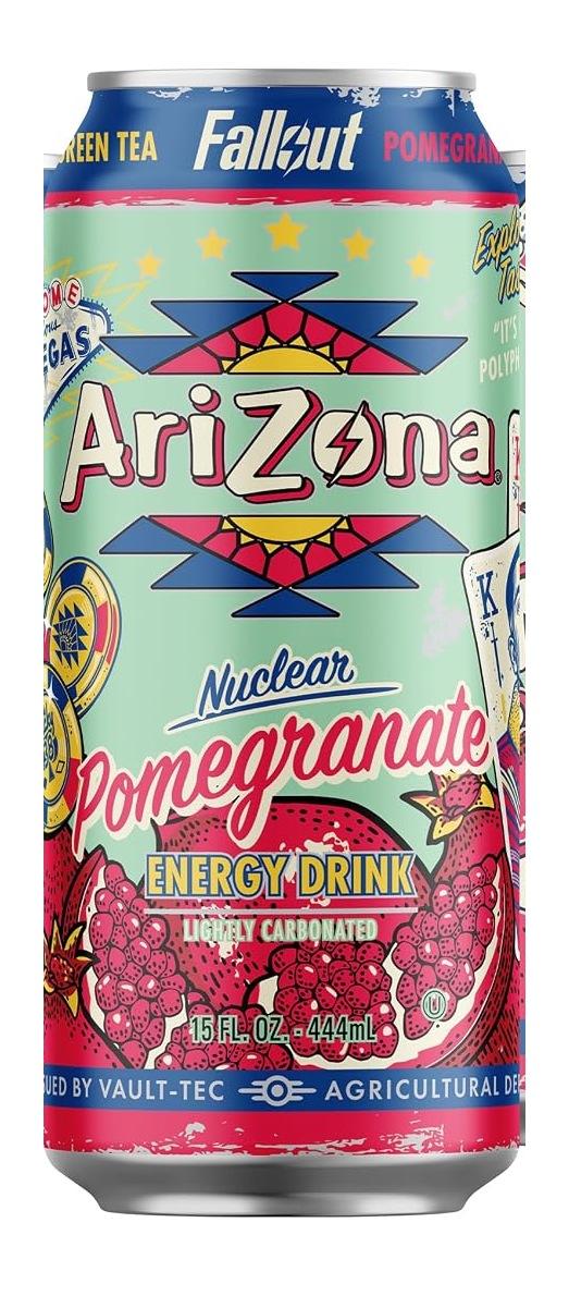 AriZona x Fallout Energy Pomegranate 15 fl oz can, front