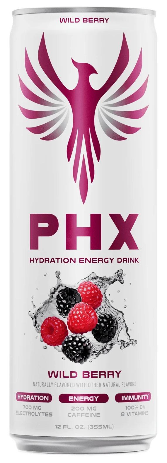 PHX Wild Berry can, front