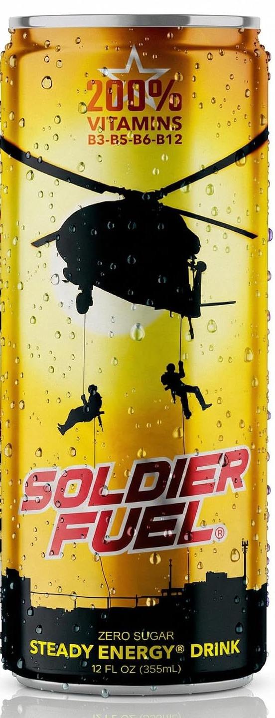 Soldier Fuel Steady Energy Clean Citrus 12 fl oz can, front