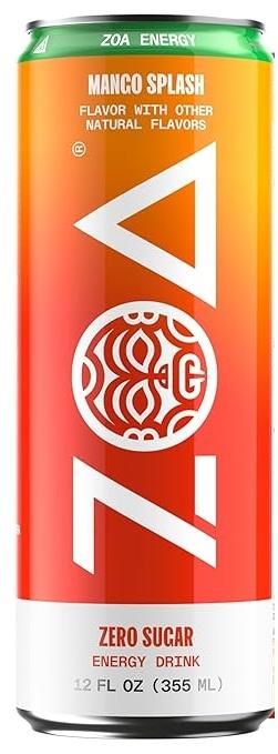 ZOA Zero Sugar Mango Splash can, front