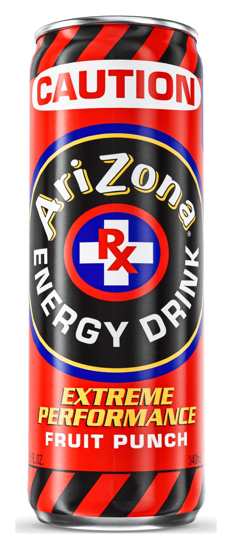 AriZona RX Energy Caution Extreme Fruit Punch 11.5 fl oz slim can, front