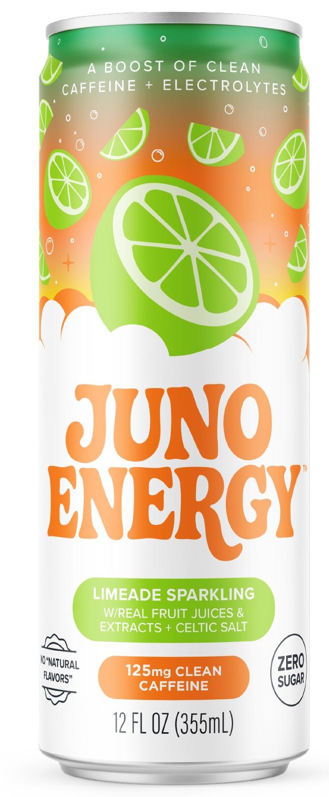 Juno Energy Limeade Sparkling 12 fl oz can, front