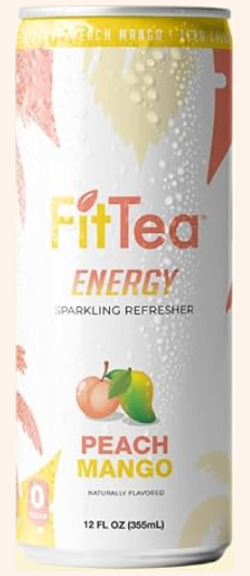 FitTea Energy Peach Mango can, front