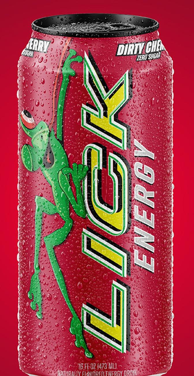 Lick Energy Dirty Cherry can, front