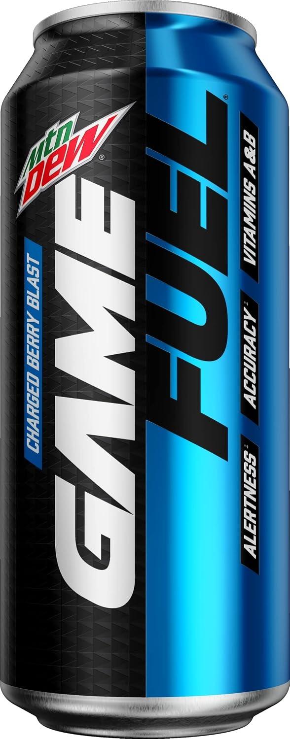 Mtn Dew Game Fuel Charged Berry Blast can, front