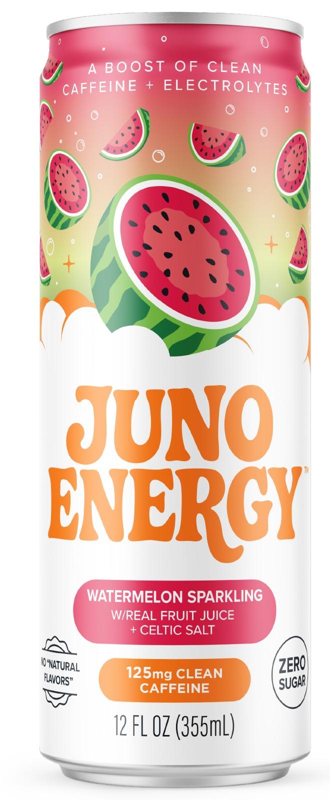 Juno Energy Watermelon Sparkling 12 fl oz can, front