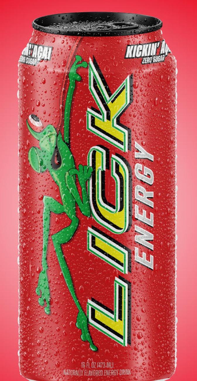 Lick Energy Kickin' Acai can, front