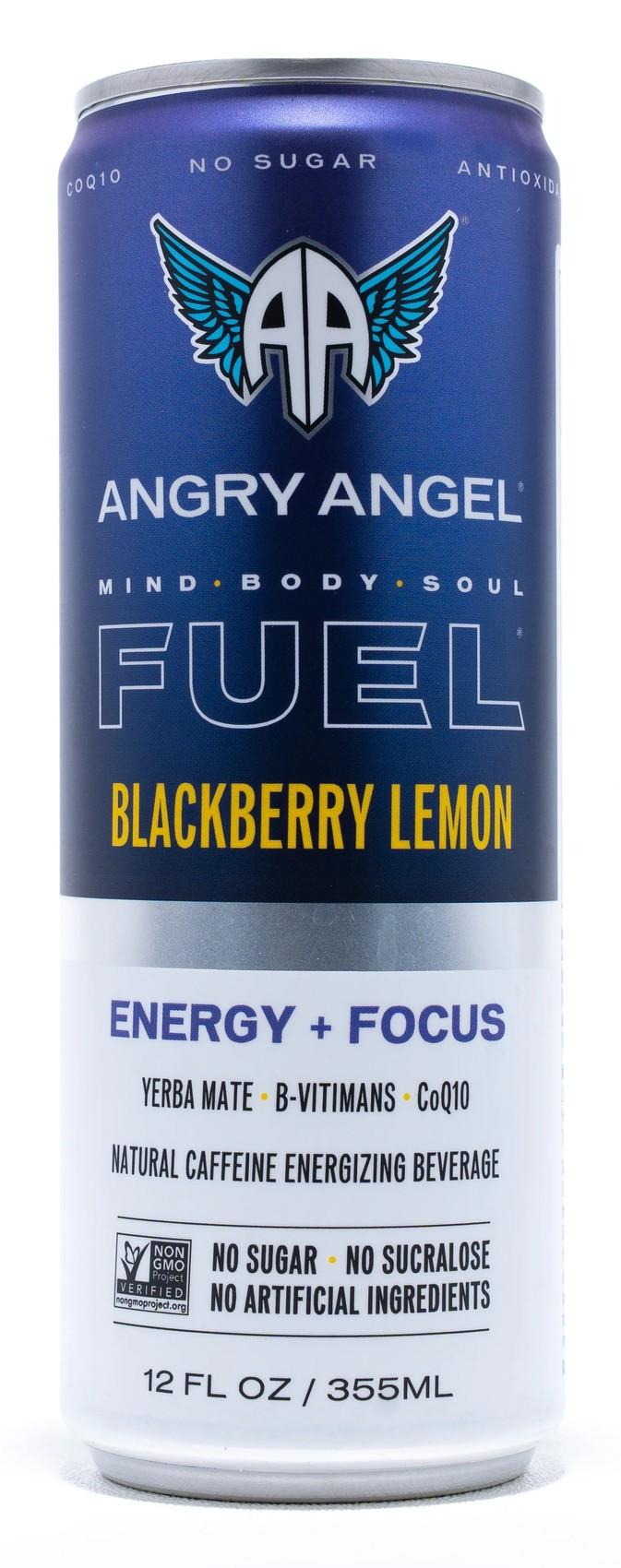 Angry Angel Fuel Blackberry Lemon can, front