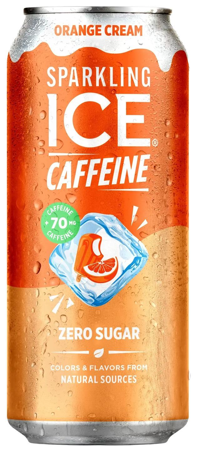 Sparkling Ice Caffeine orange cream can, front