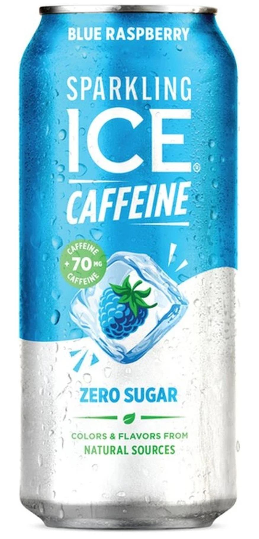 Sparkling Ice Caffeine Blue Raspberry can, front