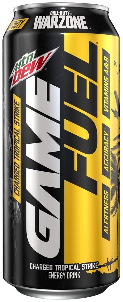 Mtn Dew Game Fuel Charged Tropical Strike can, front