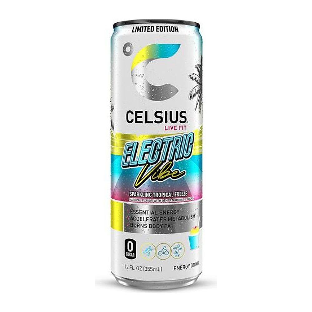 Celsius Electric Vibe Sparkling Tropical Freeze can, front