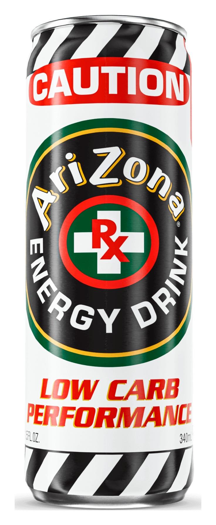 AriZona RX Energy Caution Low-Carb Performance 11.5 fl oz slim can, front