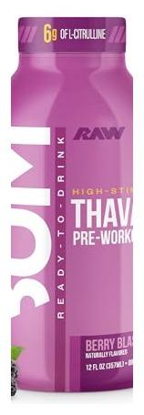 BUM Thavage RTD Preworkout Shakes Energy Supplement Drinks with Beta Alanine L-Citrulline & Caffeine Zero Sugar ( Berry Blast)