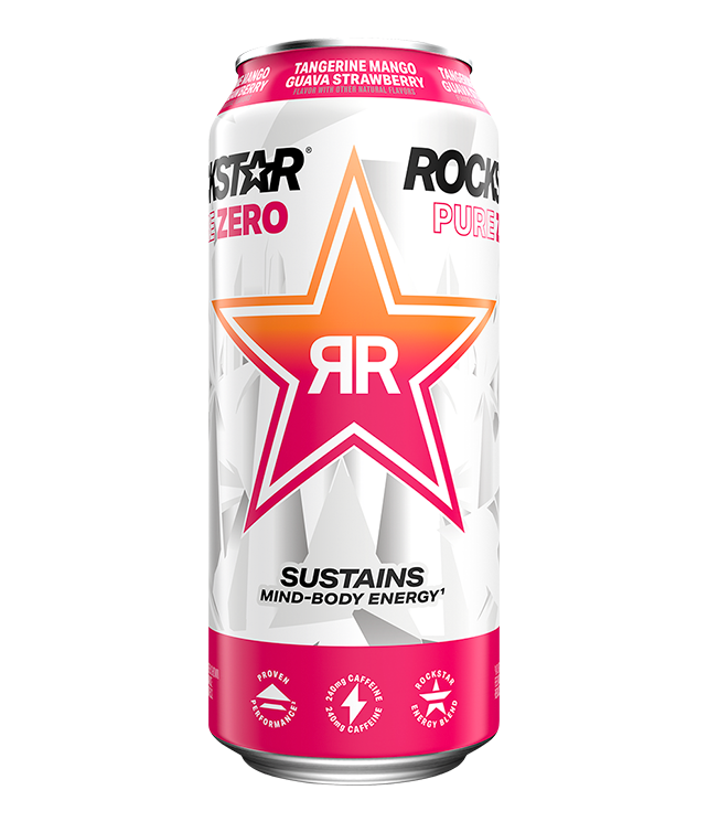 Rockstar Energy Pure Zero Tangerine Mango Guava Strawberry can