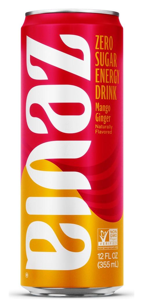 Zevia Energy Mango Ginger can, front