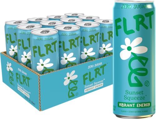 FLRT Energy, Sunset Squeeze, Clean Energy, Energy Drink, 12 Fl Oz (Pack of 12)