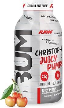 BUM Ready to Drink Pre-Workout Juicy Pumps (White Cherry) Bum Pump RTD Zero-Sugar Energy Supplement Caffeine-Free & Sugar-Free Energy Drinks with L-Citrulline
