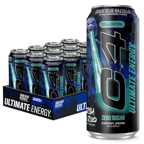 C4 Ultimate Energy Drink with Zero Sugar, 300mg Caffeine, 16oz Pack of 12
