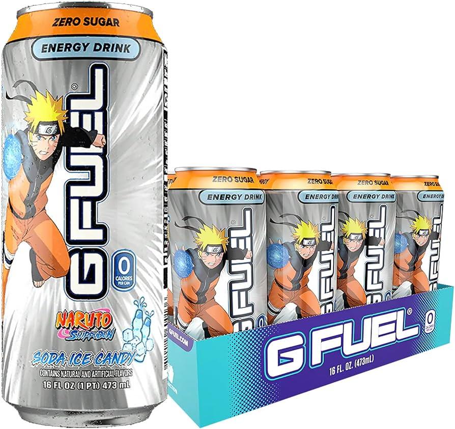 G Fuel Energy Drink, Lemon Lime Slushie, Sugar Free Beverage with 140mg Caffeine, Daily Energy Boost with Focus Amino, Vitamin + Antioxidants, 16 oz Cans (Naruto Shippuden, 12-Pack)