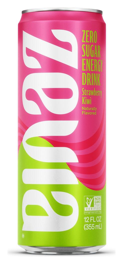 Zevia Energy Strawberry Kiwi can, front