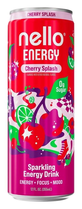 Nello Energy Cherry Splash can, front