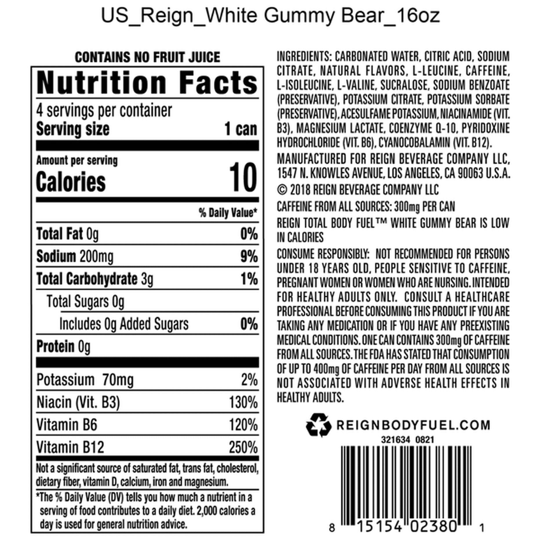 Reign: White Gummy Bear