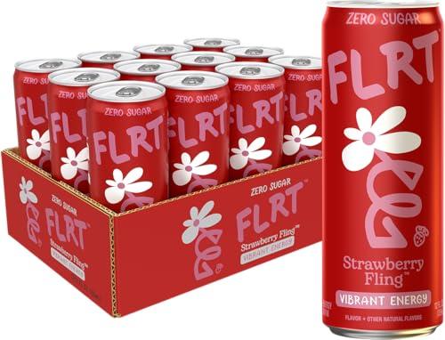 FLRT Energy, Strawberry Fling, Clean Energy, Energy Drink, 12 Fl Oz (Pack of 12)