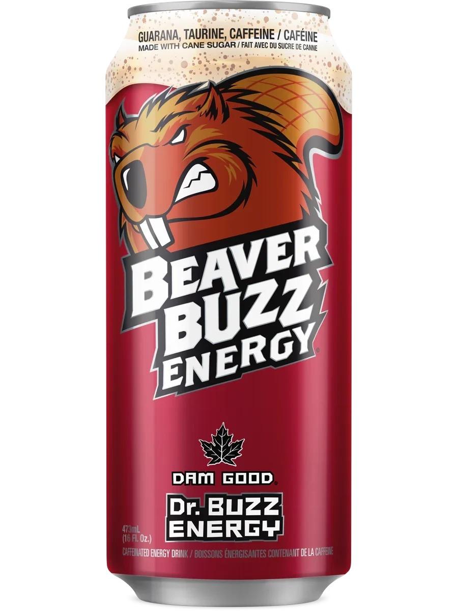 Beaver Buzz Dr. Buzz energy drink can, front