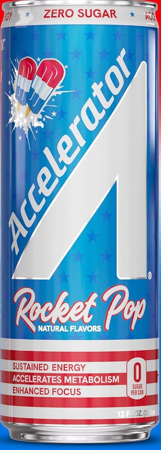 Accelerator Rocket Pop can, front