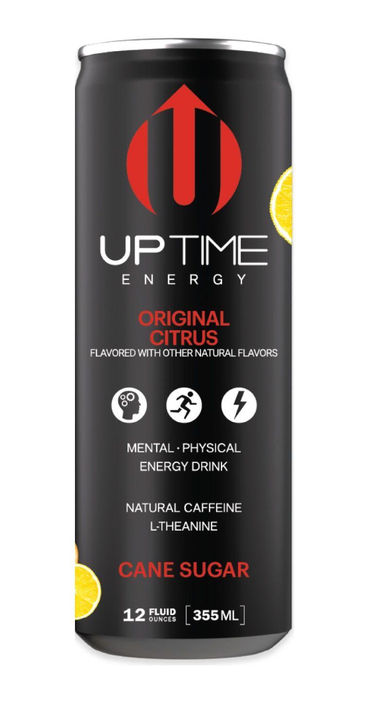 Uptime Energy Original Citrus Cane Sugar energy drink can, front