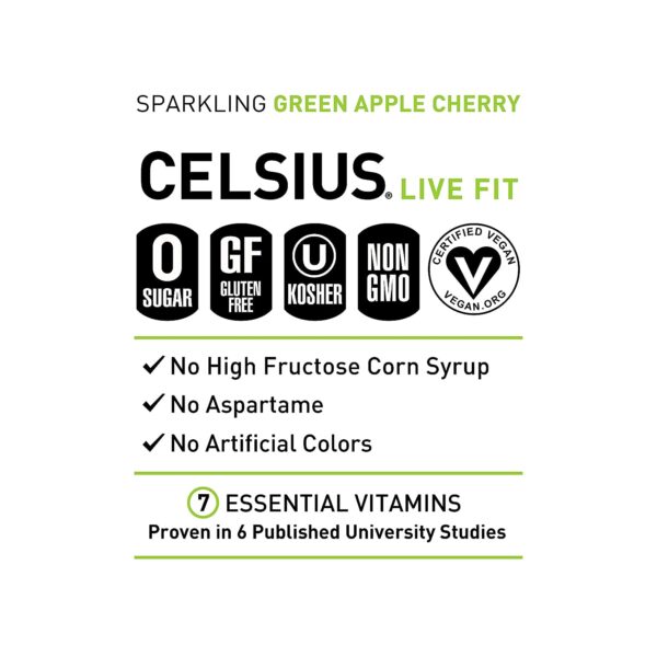 Celsius Functional Sparkling Green Apple Cherry - Image 2