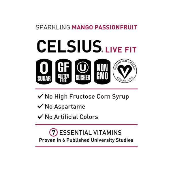 Celsius Functional Sparkling Mango Passionfruit - Image 4