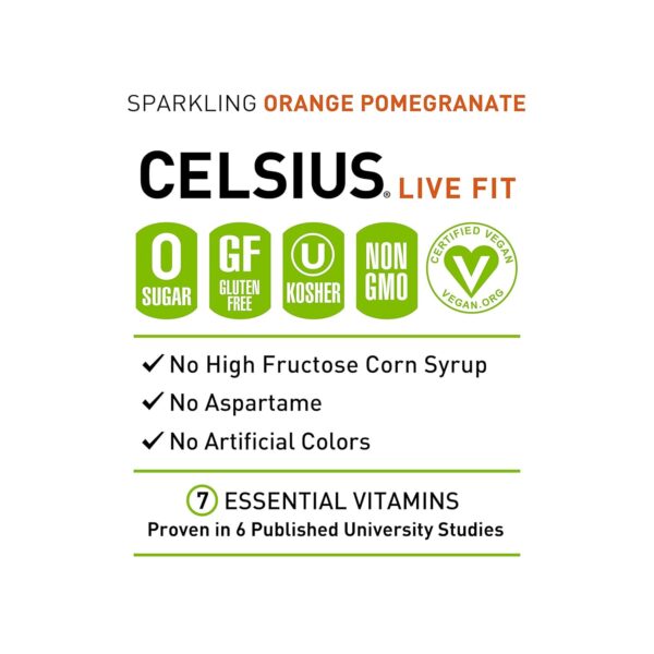 Celsius Stevia: Sparkling Orange Pomegranate - Image 3