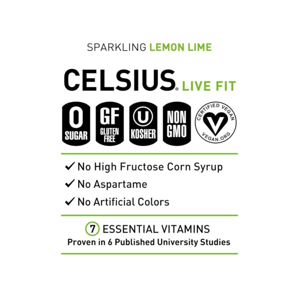 Celsius Functional Sparkling Lemon Lime - Image 3