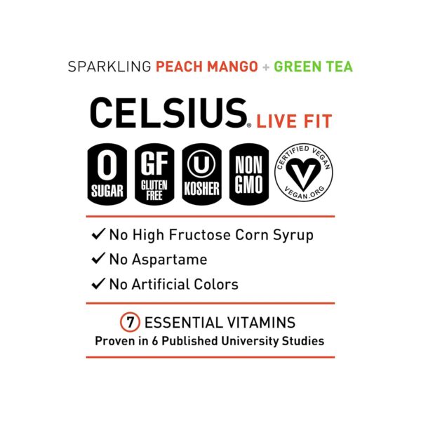 Celsius Fizz Free Peach Mango - Image 3