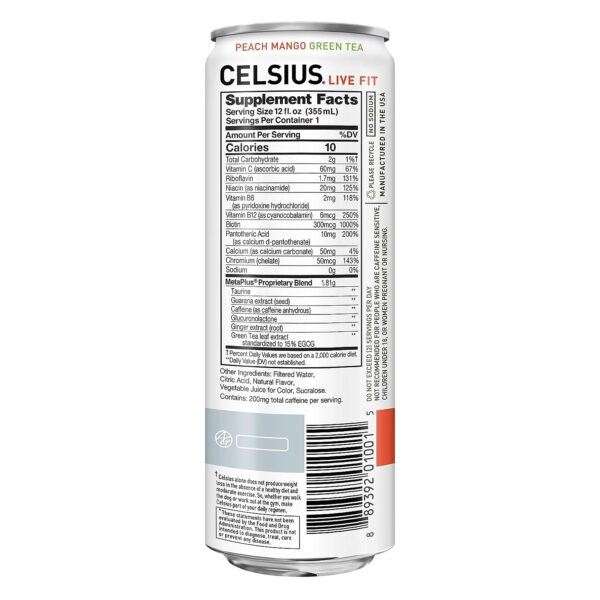 Celsius Fizz Free Peach Mango - Image 6