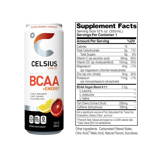 Celsius BCAA: Sparkling Blood Orange Lemonade - Image 4