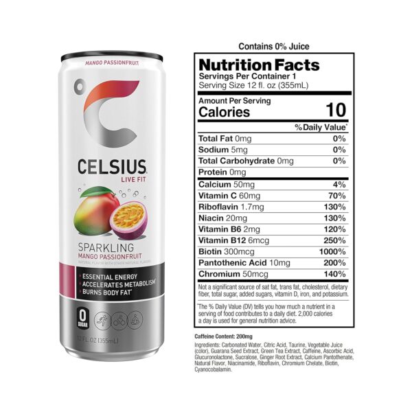 Celsius Functional Sparkling Mango Passionfruit - Image 5