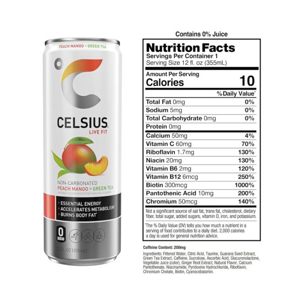 Celsius Fizz Free Peach Mango - Image 5