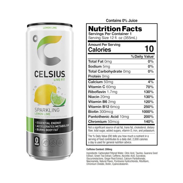 Celsius Functional Sparkling Lemon Lime - Image 5