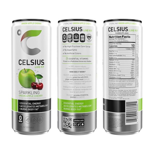 Celsius Functional Sparkling Green Apple Cherry - Image 5