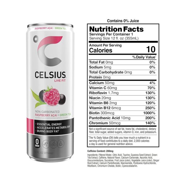 Celsius Fizz Free Raspberry Acai - Image 5
