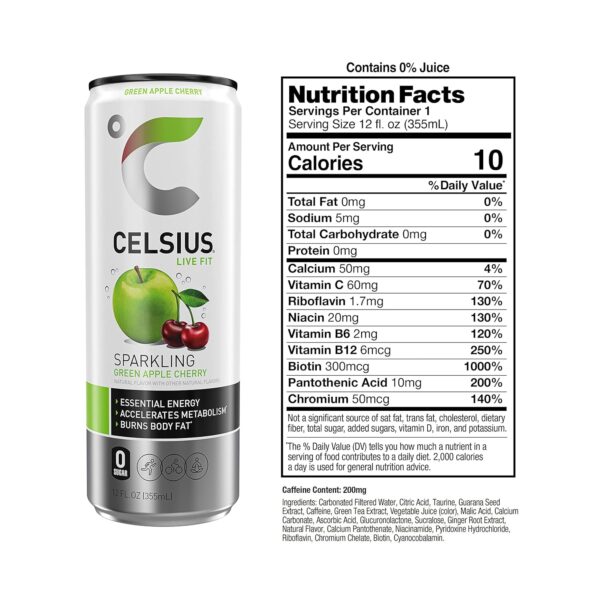 Celsius Functional Sparkling Green Apple Cherry - Image 4