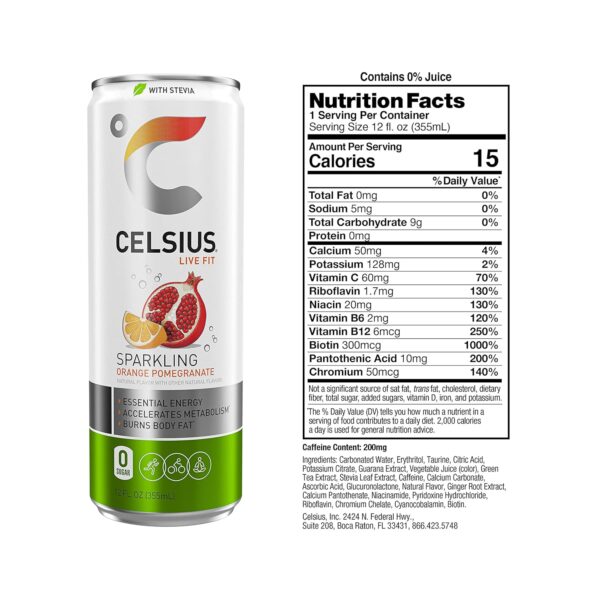 Celsius Stevia: Sparkling Orange Pomegranate - Image 2