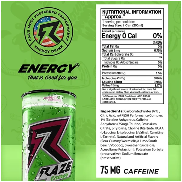 Raze Energy Sour Gummy Worms - Image 3